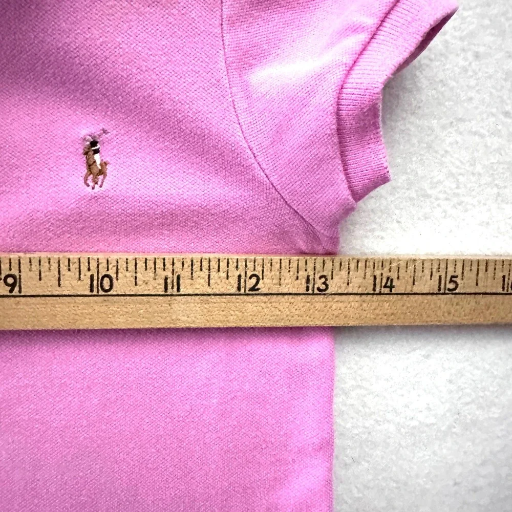 Ralph Lauren Girls 6X Vintage 90s Polo Shirt Fleah Pony Pink Cap Sleeve Cotton